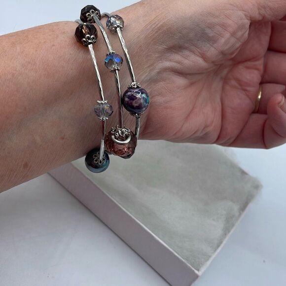 Memory wire Aura Borealis marbled glass beaded . - Picture 4 of 8